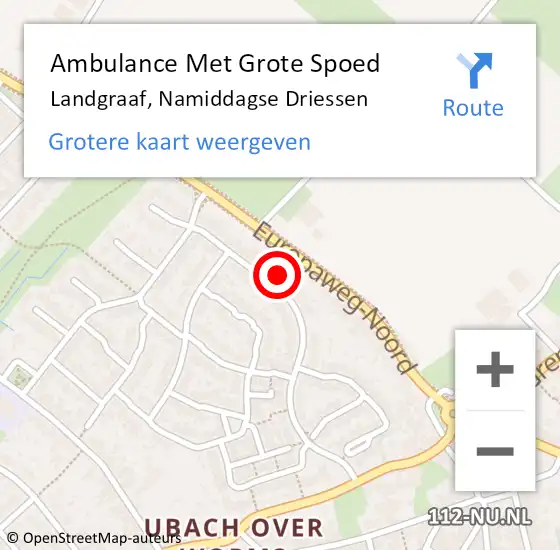 Locatie op kaart van de 112 melding: Ambulance Met Grote Spoed Naar Landgraaf, Namiddagse Driessen op 23 september 2014 11:39