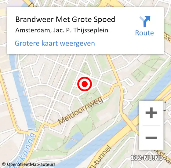 Locatie op kaart van de 112 melding: Brandweer Met Grote Spoed Naar Amsterdam, Jac. P. Thijsseplein op 24 januari 2024 17:07