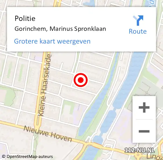 Locatie op kaart van de 112 melding: Politie Gorinchem, Marinus Spronklaan op 24 januari 2024 17:14