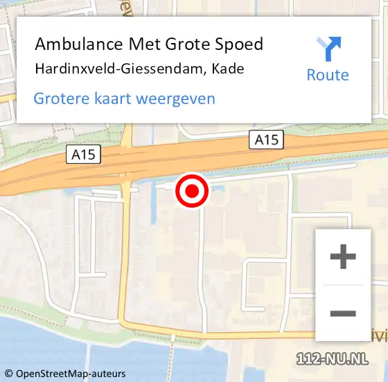 Locatie op kaart van de 112 melding: Ambulance Met Grote Spoed Naar Hardinxveld-Giessendam, Kade op 24 januari 2024 17:29