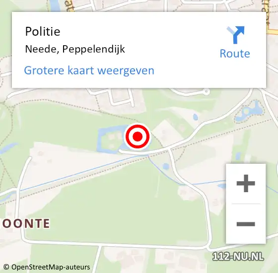 Locatie op kaart van de 112 melding: Politie Neede, Peppelendijk op 24 januari 2024 17:45