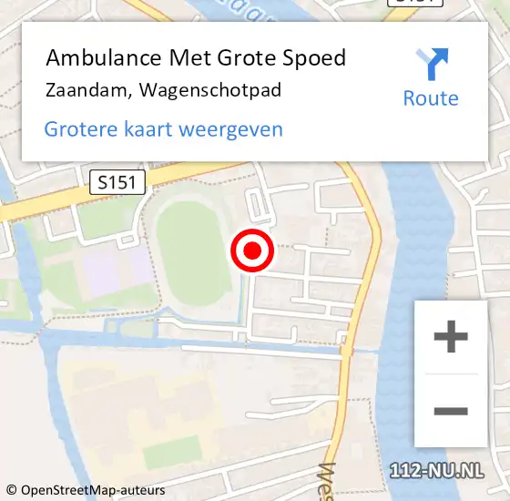 Locatie op kaart van de 112 melding: Ambulance Met Grote Spoed Naar Zaandam, Wagenschotpad op 24 januari 2024 17:58