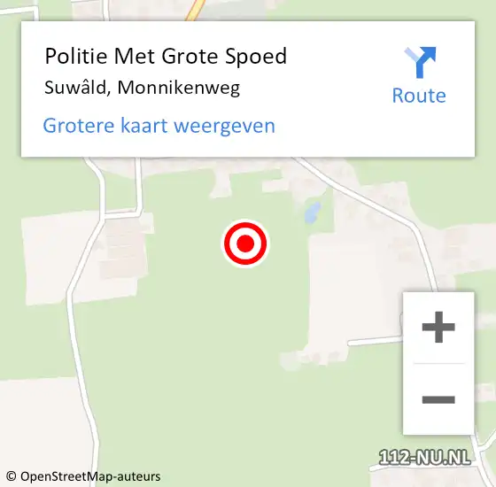 Locatie op kaart van de 112 melding: Politie Met Grote Spoed Naar Suwâld, Monnikenweg op 24 januari 2024 18:33