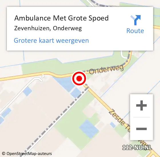 Locatie op kaart van de 112 melding: Ambulance Met Grote Spoed Naar Zevenhuizen, Onderweg op 24 januari 2024 18:37