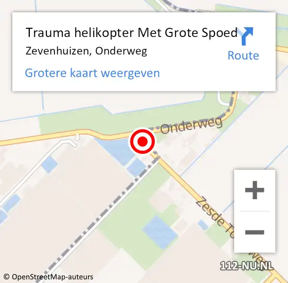 Locatie op kaart van de 112 melding: Trauma helikopter Met Grote Spoed Naar Zevenhuizen, Onderweg op 24 januari 2024 18:37