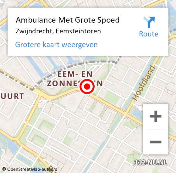 Locatie op kaart van de 112 melding: Ambulance Met Grote Spoed Naar Zwijndrecht, Eemsteintoren op 24 januari 2024 18:43
