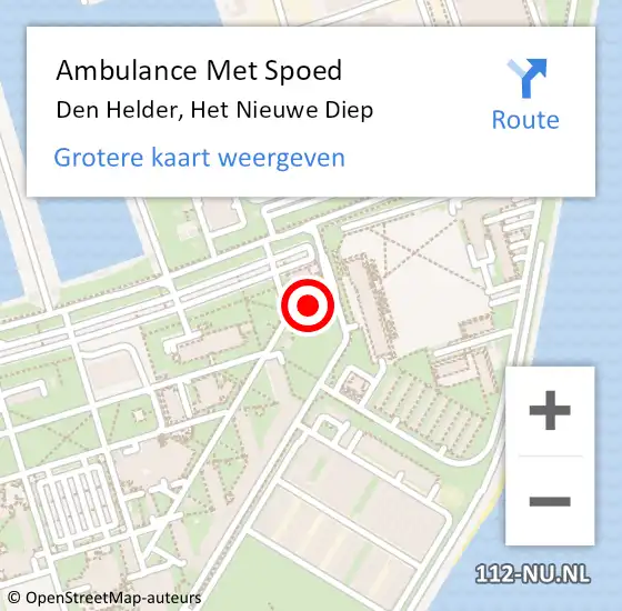 Locatie op kaart van de 112 melding: Ambulance Met Spoed Naar Den Helder, Het Nieuwe Diep op 24 januari 2024 19:02