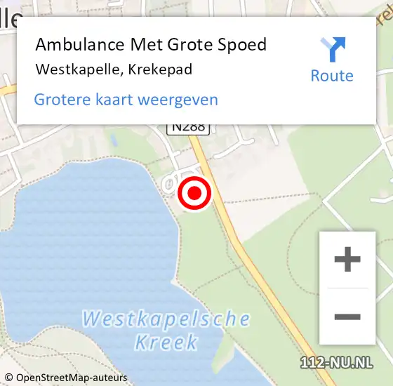 Locatie op kaart van de 112 melding: Ambulance Met Grote Spoed Naar Westkapelle, Krekepad op 23 september 2014 11:51