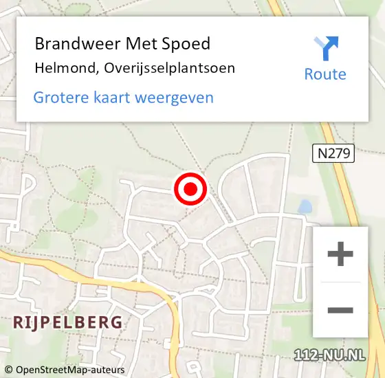 Locatie op kaart van de 112 melding: Brandweer Met Spoed Naar Helmond, Overijsselplantsoen op 24 januari 2024 19:17