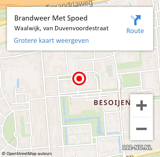 Locatie op kaart van de 112 melding: Brandweer Met Spoed Naar Waalwijk, van Duvenvoordestraat op 24 januari 2024 19:19