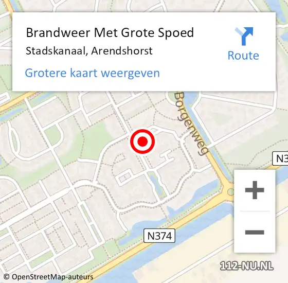 Locatie op kaart van de 112 melding: Brandweer Met Grote Spoed Naar Stadskanaal, Arendshorst op 24 januari 2024 19:37