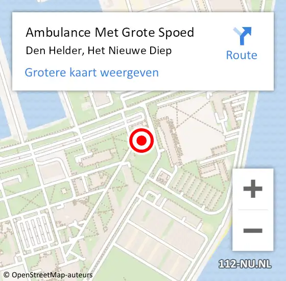 Locatie op kaart van de 112 melding: Ambulance Met Grote Spoed Naar Den Helder, Het Nieuwe Diep op 24 januari 2024 19:38