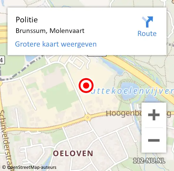 Locatie op kaart van de 112 melding: Politie Brunssum, Molenvaart op 24 januari 2024 19:40