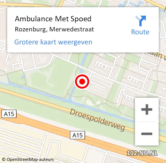 Locatie op kaart van de 112 melding: Ambulance Met Spoed Naar Rozenburg, Merwedestraat op 24 januari 2024 19:50