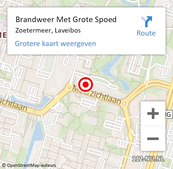 Locatie op kaart van de 112 melding: Brandweer Met Grote Spoed Naar Zoetermeer, Laveibos op 24 januari 2024 20:13