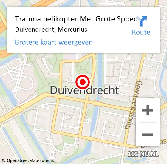 Locatie op kaart van de 112 melding: Trauma helikopter Met Grote Spoed Naar Duivendrecht, Mercurius op 24 januari 2024 20:30