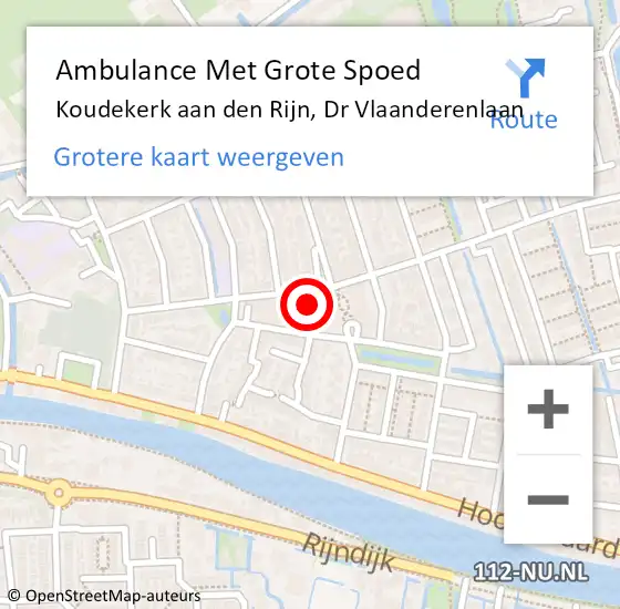 Locatie op kaart van de 112 melding: Ambulance Met Grote Spoed Naar Koudekerk aan den Rijn, Dr Vlaanderenlaan op 24 januari 2024 21:16