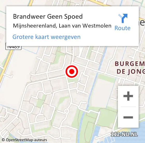 Locatie op kaart van de 112 melding: Brandweer Geen Spoed Naar Mijnsheerenland, Laan van Westmolen op 24 januari 2024 21:44