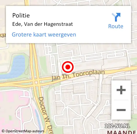 Locatie op kaart van de 112 melding: Politie Ede, Van der Hagenstraat op 24 januari 2024 21:53