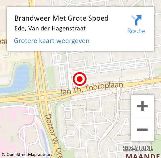 Locatie op kaart van de 112 melding: Brandweer Met Grote Spoed Naar Ede, Van der Hagenstraat op 24 januari 2024 21:54