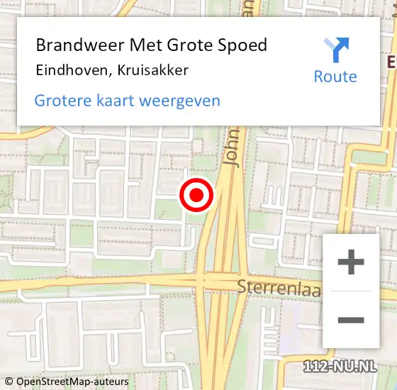 Locatie op kaart van de 112 melding: Brandweer Met Grote Spoed Naar Eindhoven, Kruisakker op 24 januari 2024 22:02