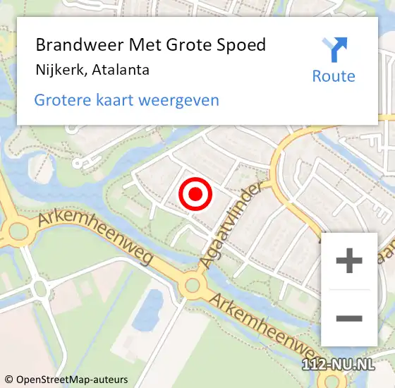 Locatie op kaart van de 112 melding: Brandweer Met Grote Spoed Naar Nijkerk, Atalanta op 24 januari 2024 22:24