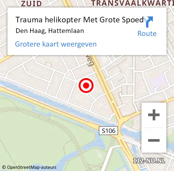 Locatie op kaart van de 112 melding: Trauma helikopter Met Grote Spoed Naar Den Haag, Hattemlaan op 24 januari 2024 22:42