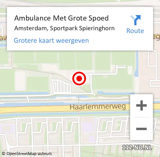 Locatie op kaart van de 112 melding: Ambulance Met Grote Spoed Naar Amsterdam, Sportpark Spieringhorn op 24 januari 2024 23:25