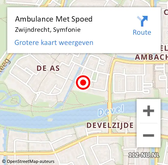 Locatie op kaart van de 112 melding: Ambulance Met Spoed Naar Zwijndrecht, Symfonie op 24 januari 2024 23:38