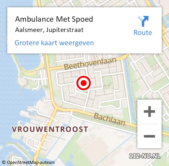 Locatie op kaart van de 112 melding: Ambulance Met Spoed Naar Aalsmeer, Jupiterstraat op 24 januari 2024 23:48