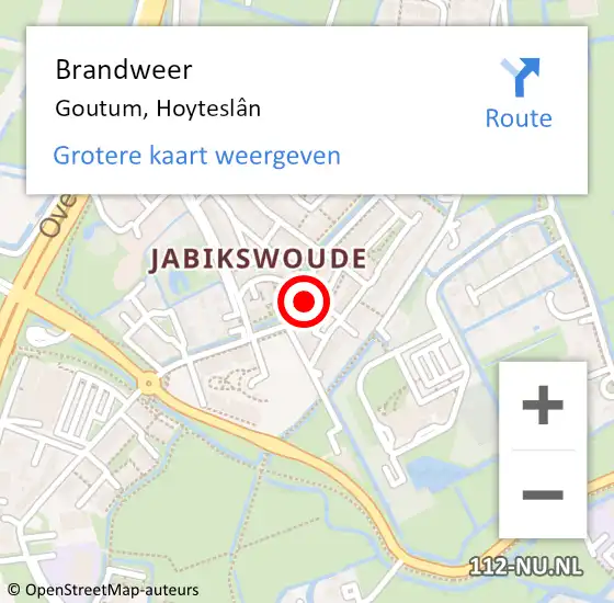 Locatie op kaart van de 112 melding: Brandweer Goutum, Hoyteslân op 25 januari 2024 01:24