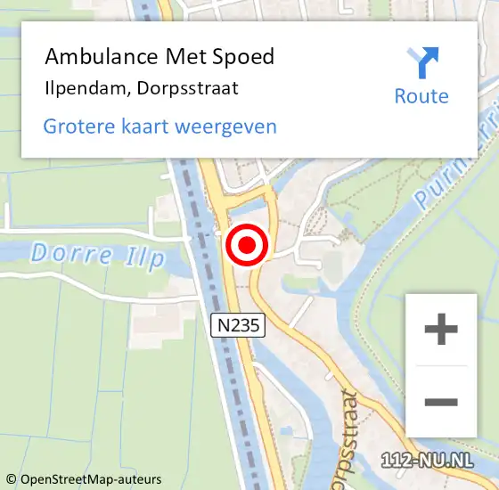Locatie op kaart van de 112 melding: Ambulance Met Spoed Naar Ilpendam, Dorpsstraat op 25 januari 2024 02:07
