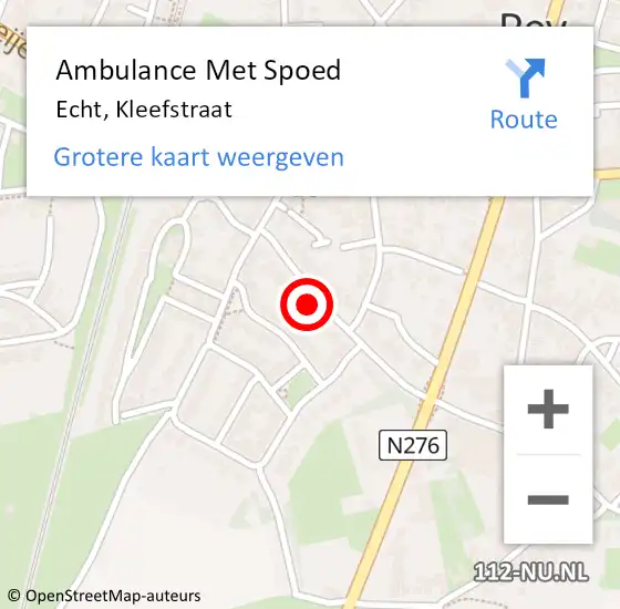 Locatie op kaart van de 112 melding: Ambulance Met Spoed Naar Echt, Kleefstraat op 25 januari 2024 02:45