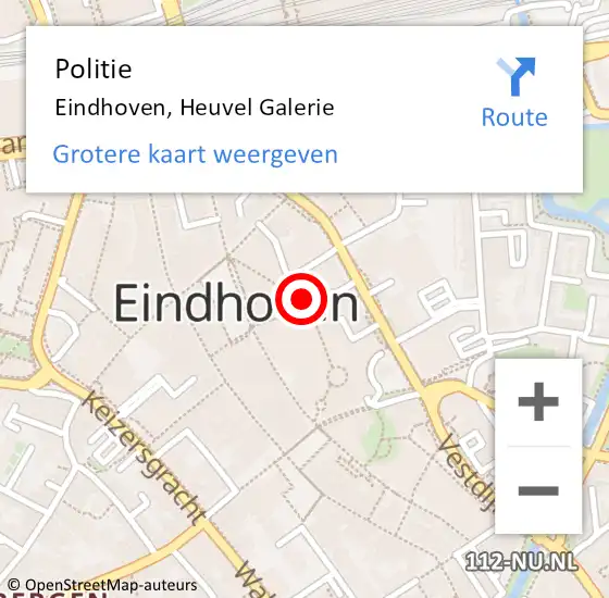 Locatie op kaart van de 112 melding: Politie Eindhoven, Heuvel Galerie op 25 januari 2024 04:24