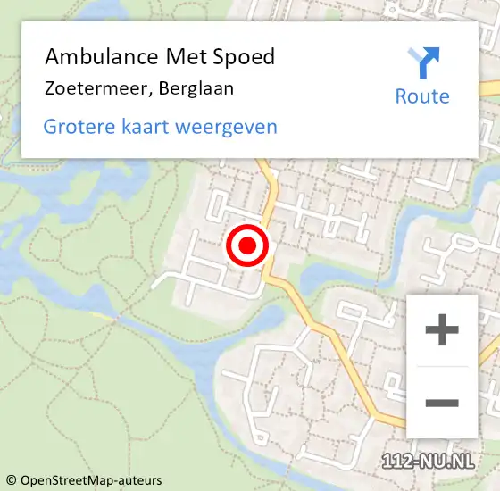 Locatie op kaart van de 112 melding: Ambulance Met Spoed Naar Zoetermeer, Berglaan op 25 januari 2024 04:30