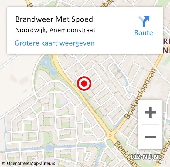 Locatie op kaart van de 112 melding: Brandweer Met Spoed Naar Noordwijk, Anemoonstraat op 25 januari 2024 04:49