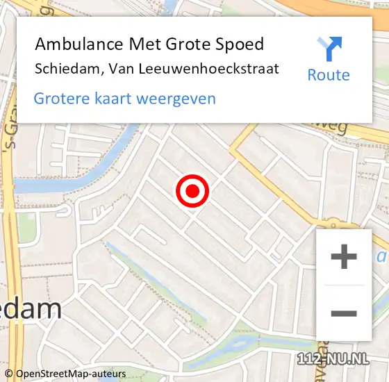 Locatie op kaart van de 112 melding: Ambulance Met Grote Spoed Naar Schiedam, Van Leeuwenhoeckstraat op 25 januari 2024 05:20