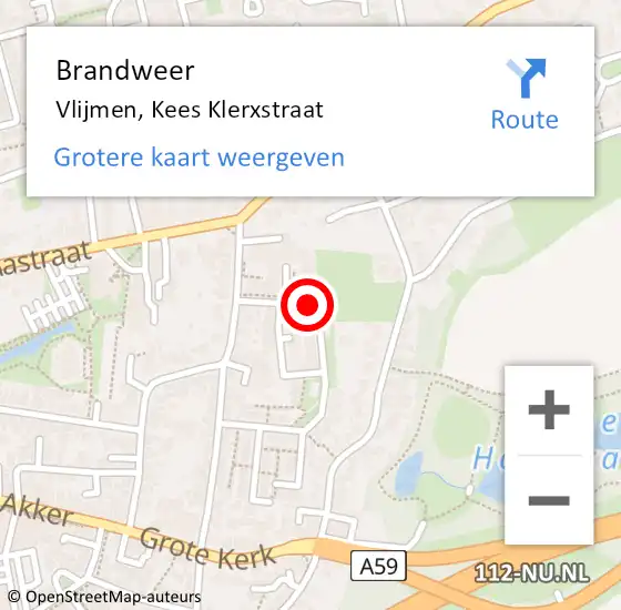 Locatie op kaart van de 112 melding: Brandweer Vlijmen, Kees Klerxstraat op 23 september 2014 12:20