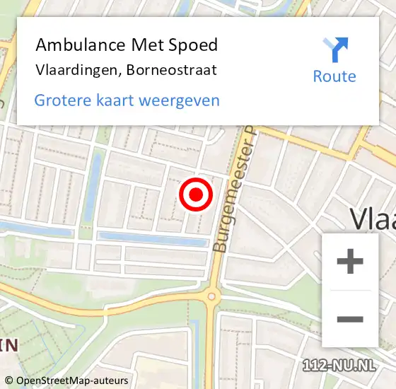 Locatie op kaart van de 112 melding: Ambulance Met Spoed Naar Vlaardingen, Borneostraat op 25 januari 2024 05:56