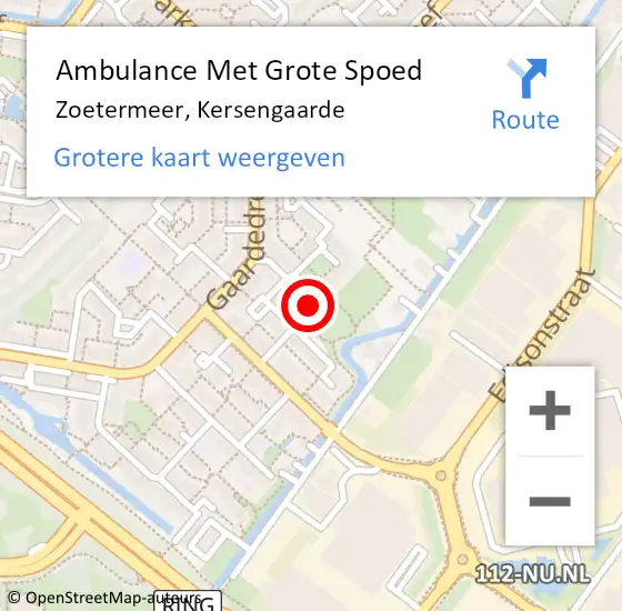 Locatie op kaart van de 112 melding: Ambulance Met Grote Spoed Naar Zoetermeer, Kersengaarde op 25 januari 2024 06:45