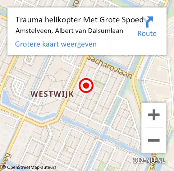 Locatie op kaart van de 112 melding: Trauma helikopter Met Grote Spoed Naar Amstelveen, Albert van Dalsumlaan op 25 januari 2024 07:00