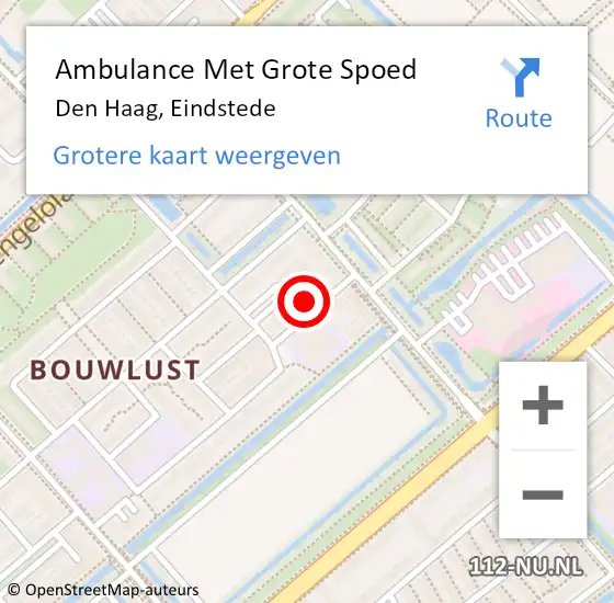 Locatie op kaart van de 112 melding: Ambulance Met Grote Spoed Naar Den Haag, Eindstede op 25 januari 2024 07:06