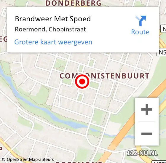 Locatie op kaart van de 112 melding: Brandweer Met Spoed Naar Roermond, Chopinstraat op 25 januari 2024 08:10