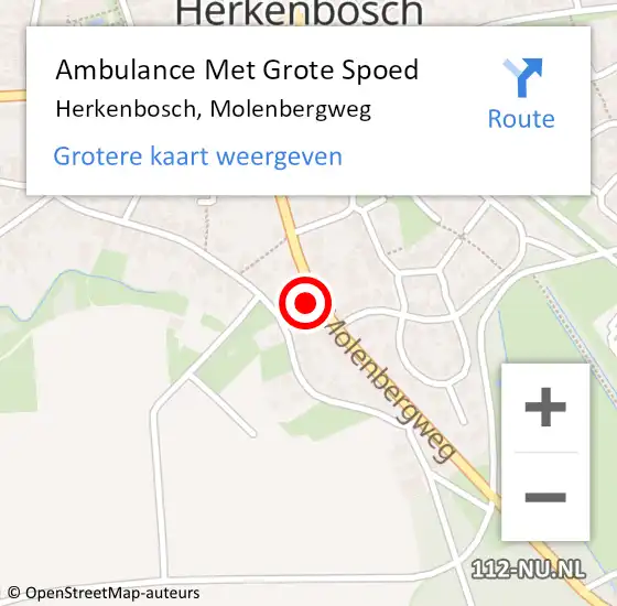 Locatie op kaart van de 112 melding: Ambulance Met Grote Spoed Naar Herkenbosch, Molenbergweg op 25 januari 2024 08:11