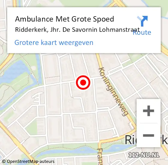 Locatie op kaart van de 112 melding: Ambulance Met Grote Spoed Naar Ridderkerk, Jhr. De Savornin Lohmanstraat op 25 januari 2024 08:11