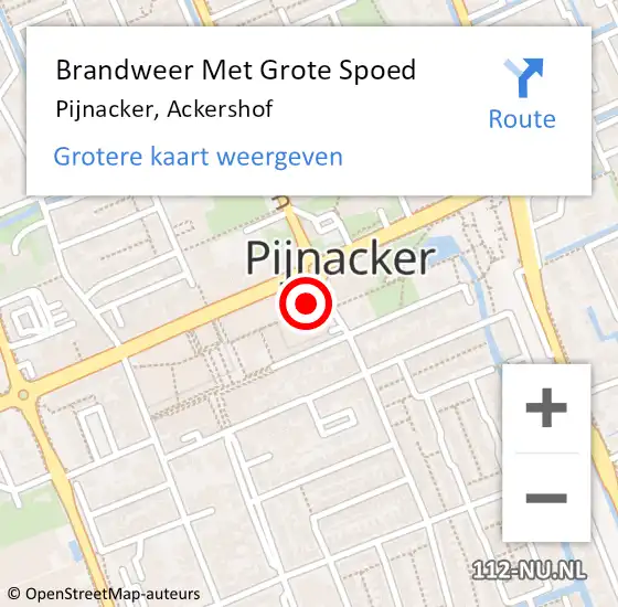 Locatie op kaart van de 112 melding: Brandweer Met Grote Spoed Naar Pijnacker, Ackershof op 25 januari 2024 08:43