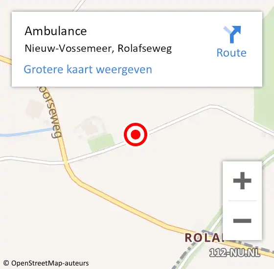 Locatie op kaart van de 112 melding: Ambulance Nieuw-Vossemeer, Rolafseweg op 23 september 2014 12:31