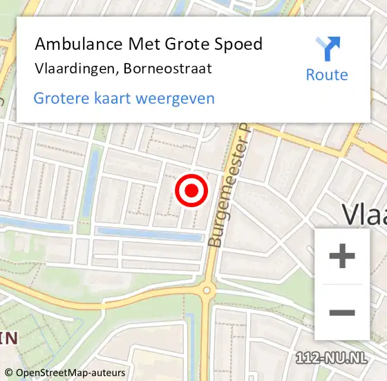 Locatie op kaart van de 112 melding: Ambulance Met Grote Spoed Naar Vlaardingen, Borneostraat op 25 januari 2024 09:08