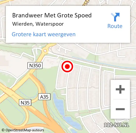 Locatie op kaart van de 112 melding: Brandweer Met Grote Spoed Naar Wierden, Waterspoor op 25 januari 2024 09:11