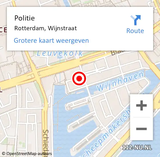 Locatie op kaart van de 112 melding: Politie Rotterdam, Wijnstraat op 25 januari 2024 09:24